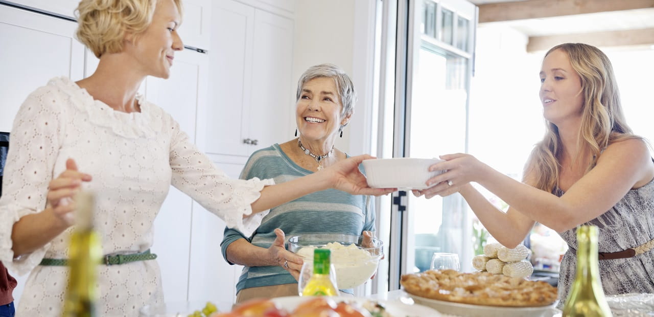 Multigenerational women in their kitchen. 