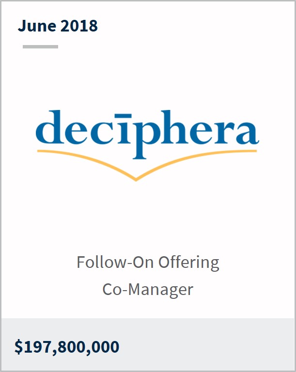 June 2018 Deciphera $197,800,000 follow-on offering co-manager