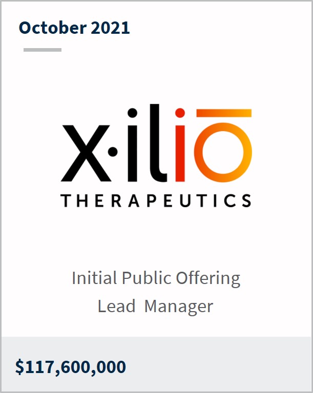 October 2021 Xilio Therapeutics $117,600,000 initial public offering lead manager