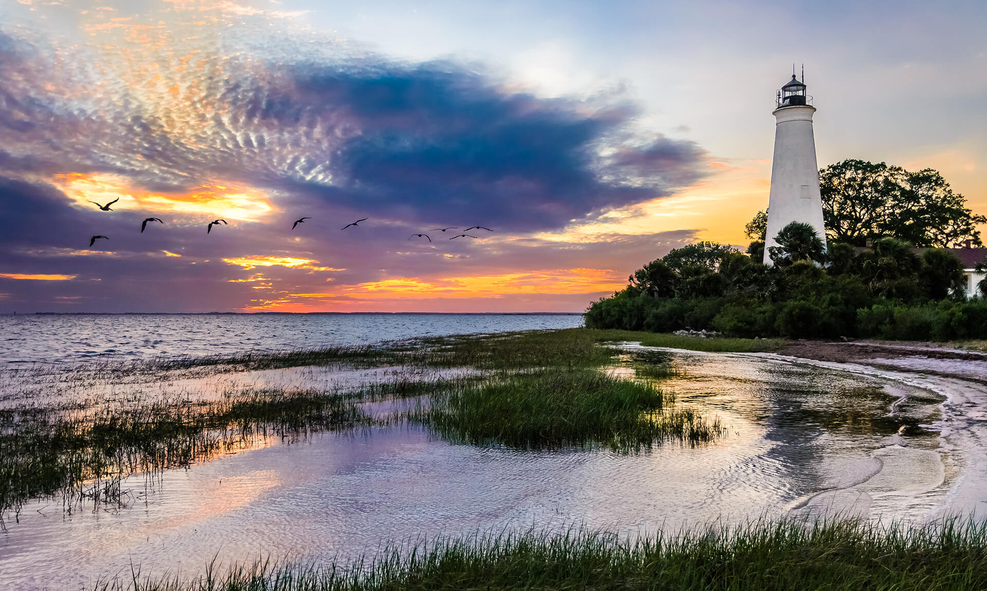 Cape Florida Lighthouse Water Ridge at Sunset