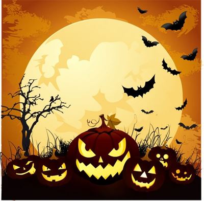 Halloween Moonlight and Pumpkins