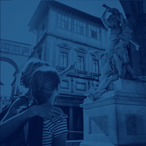Mother and daughter visiting city of Florence