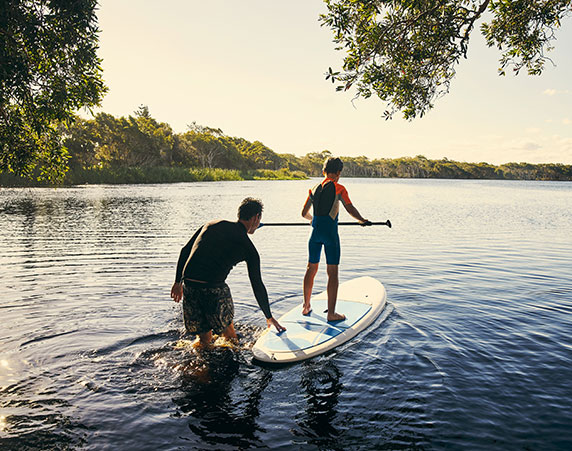 Teaching my boy how to paddle