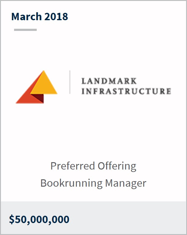 March 2018 Landmark Infrastructure $50,000,000 preferred offering bookrunning manager