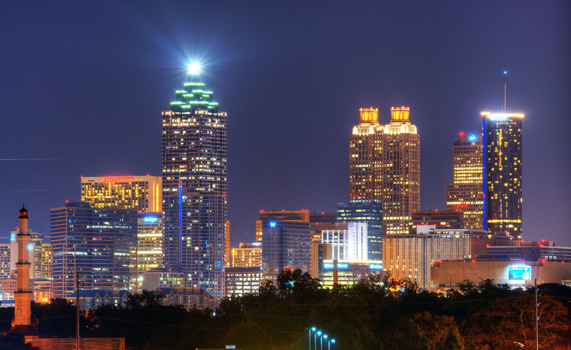 Atlanta cityscape at night