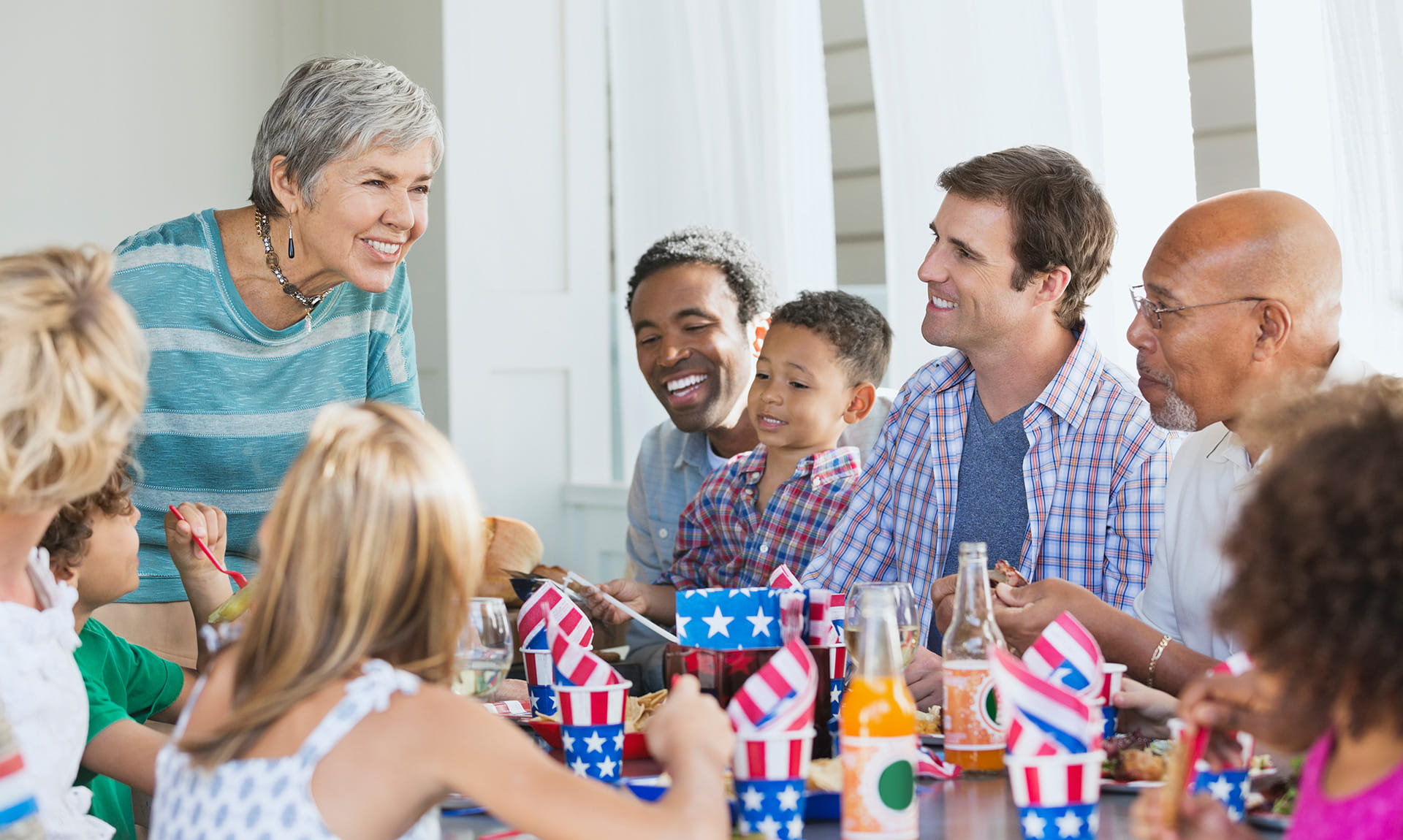 A family celebrating fourth of july