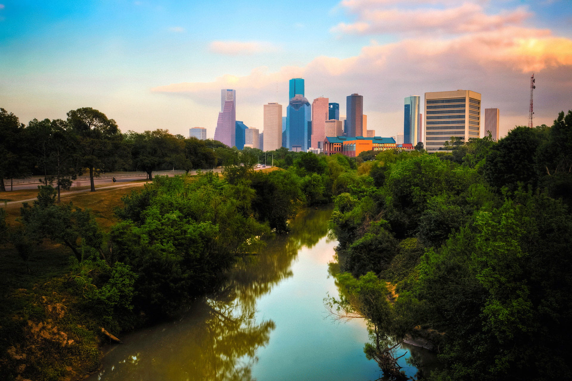 Houston Skyline At Sunset