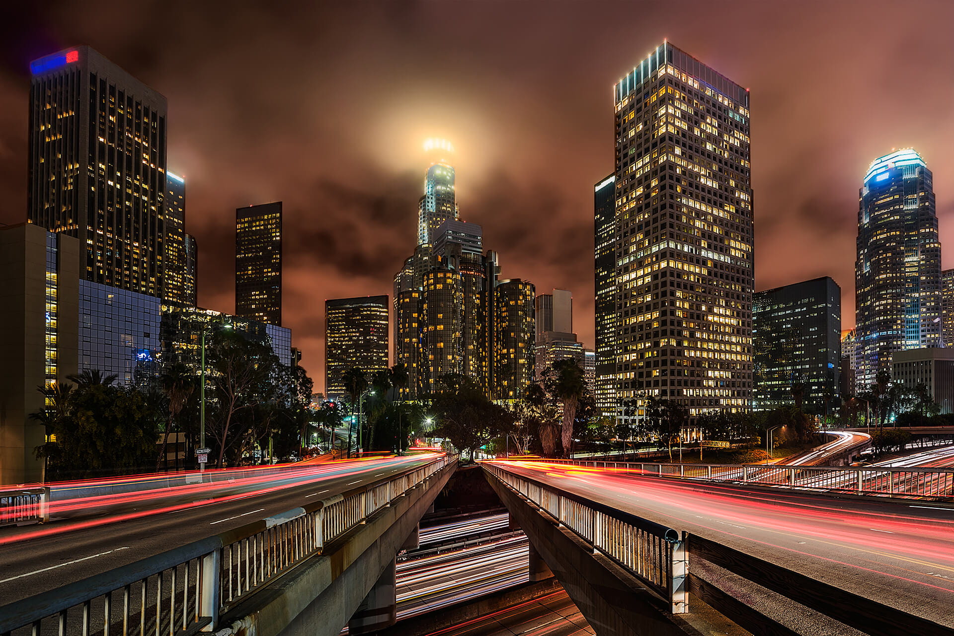 Los Angeles Skyline Traffic Lights