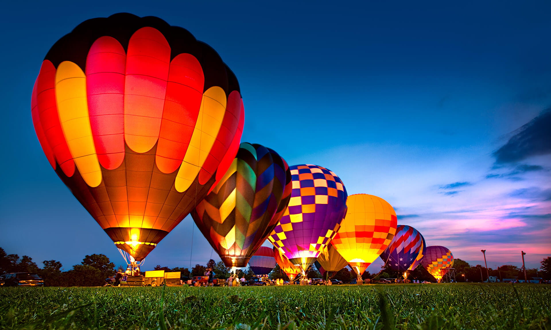 Multi-colored hot air balloons
