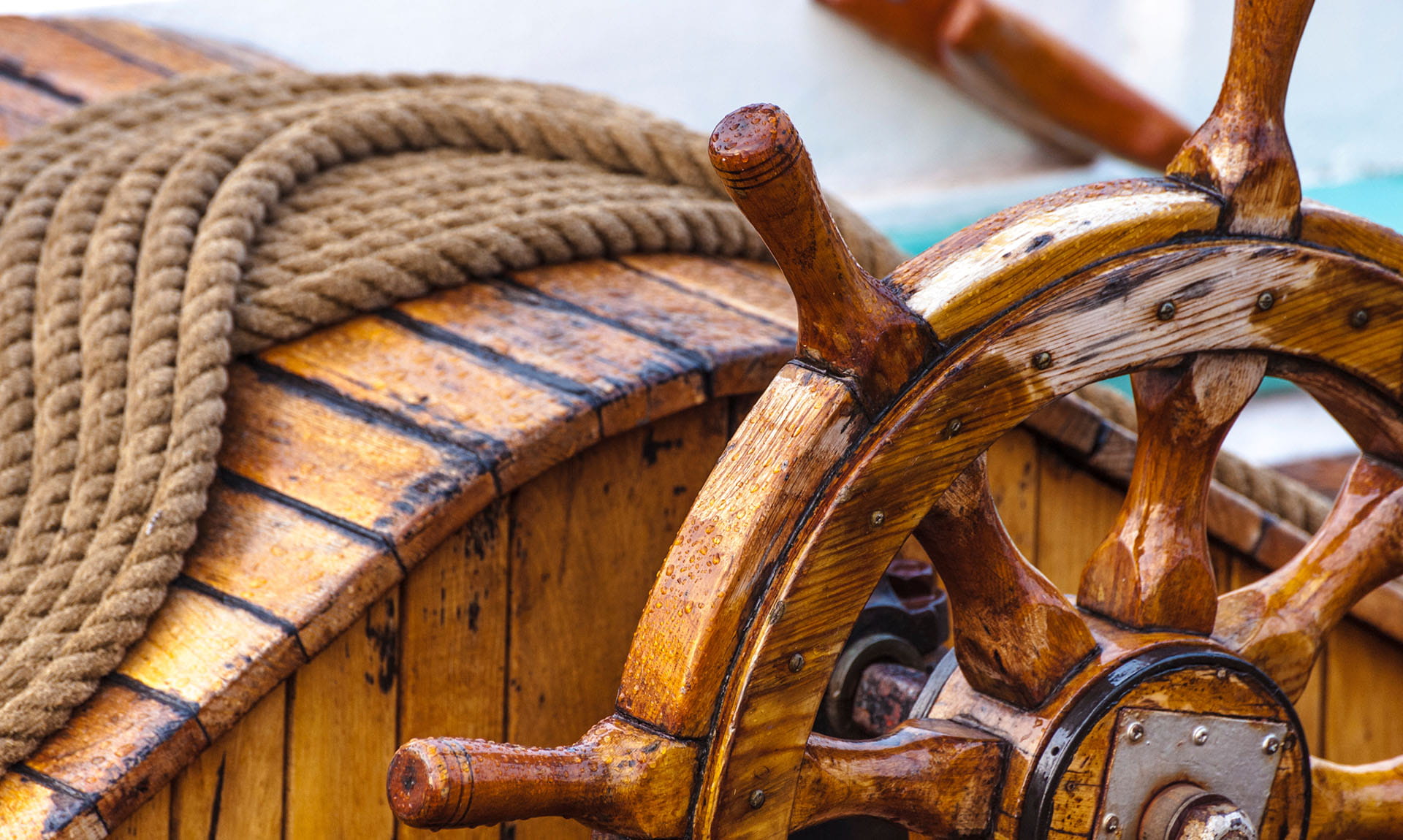 Boat Wheel and Rope