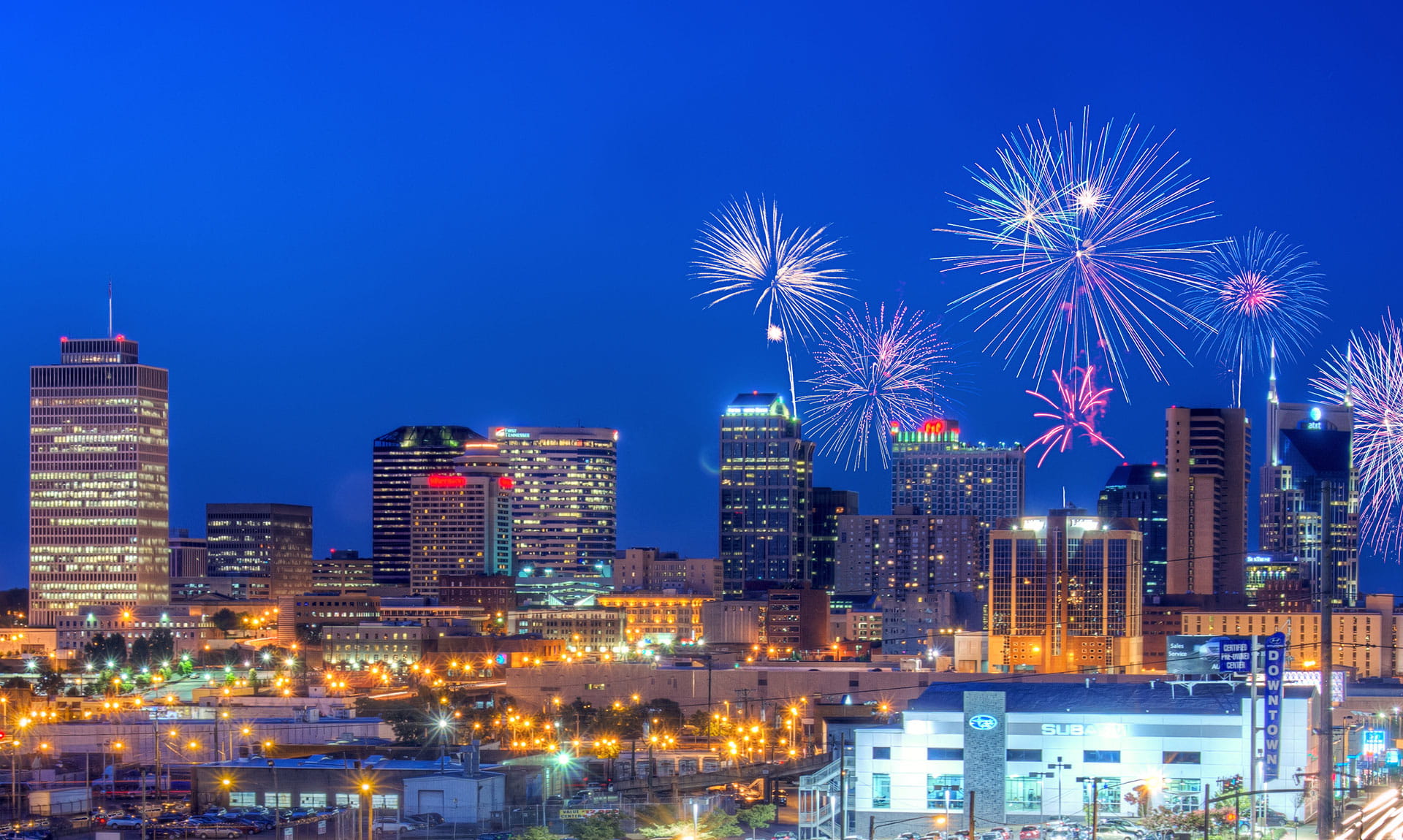 Tennessee Cityscape Fireworks