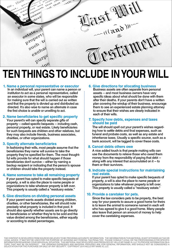 10 Things to Include In Your Will