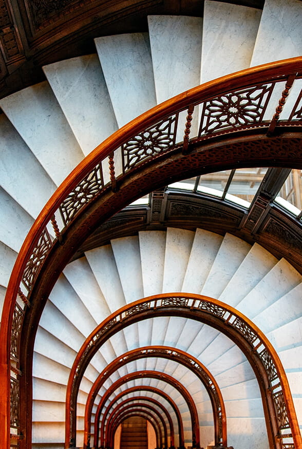 High Angle View Of Spiral Staircase