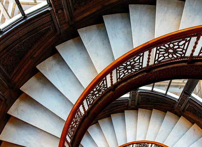 High Angle View Of Spiral Staircase