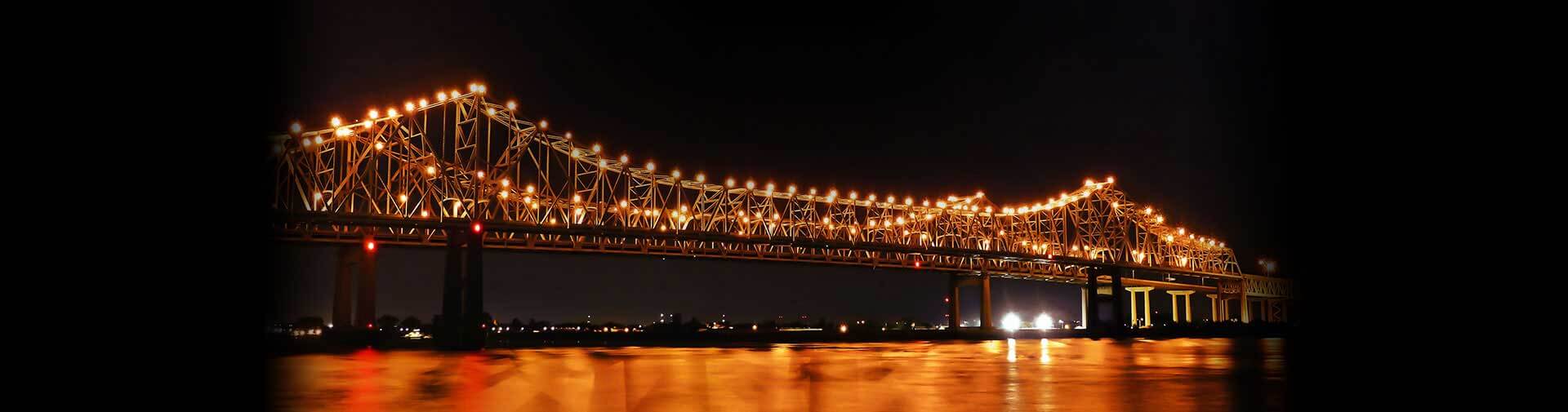 Bridge with lights at night