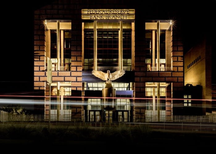 Federal Reserve Bank Branch at Night