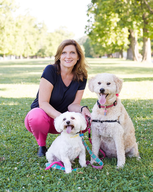 Iris Porush and her dogs