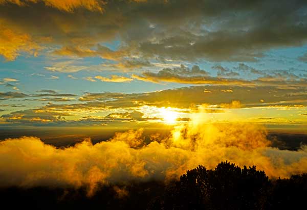 Mountain Valley Sunset Fog Clouds