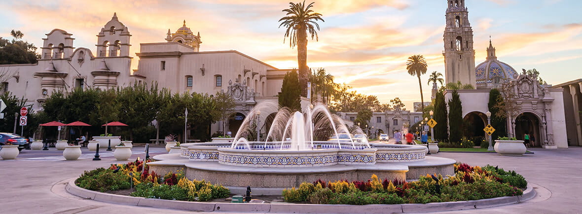 San Diego's Balboa Park at twilight in San Diego California