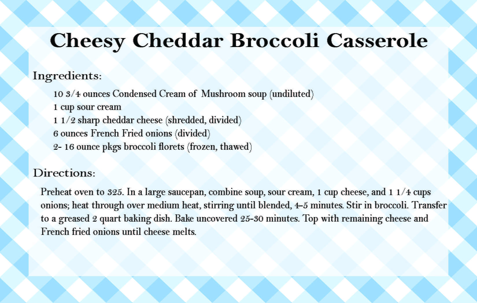 Cheesy Cheddar Broccoli Casserole