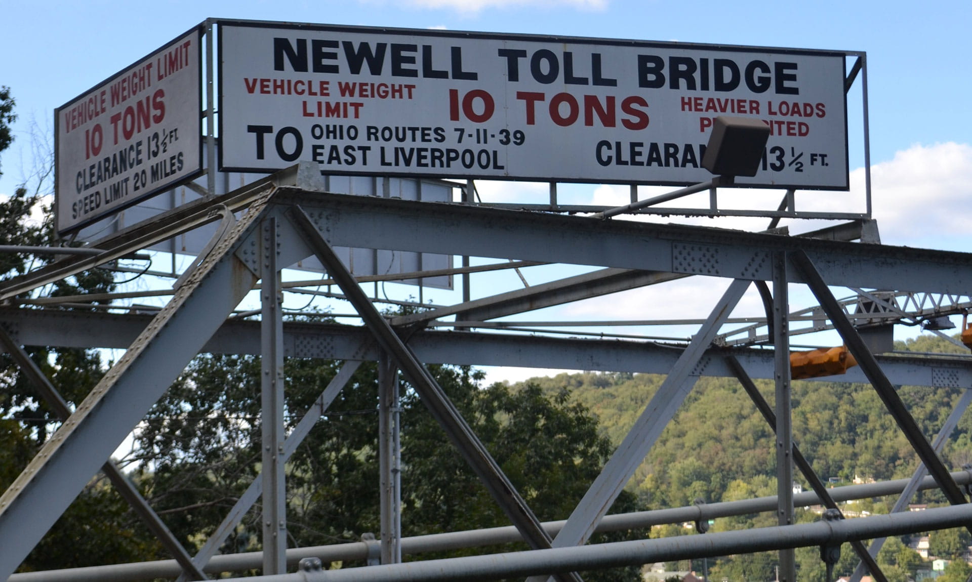 Sign for a toll bridge