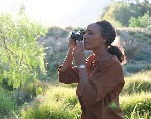 Woman photographing nature