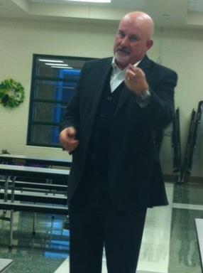 Zach addressing the boys and girls.