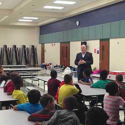 Zach talks to boys and girls about the opportunities available in the Boys & Girls Clubs of Arlington.
