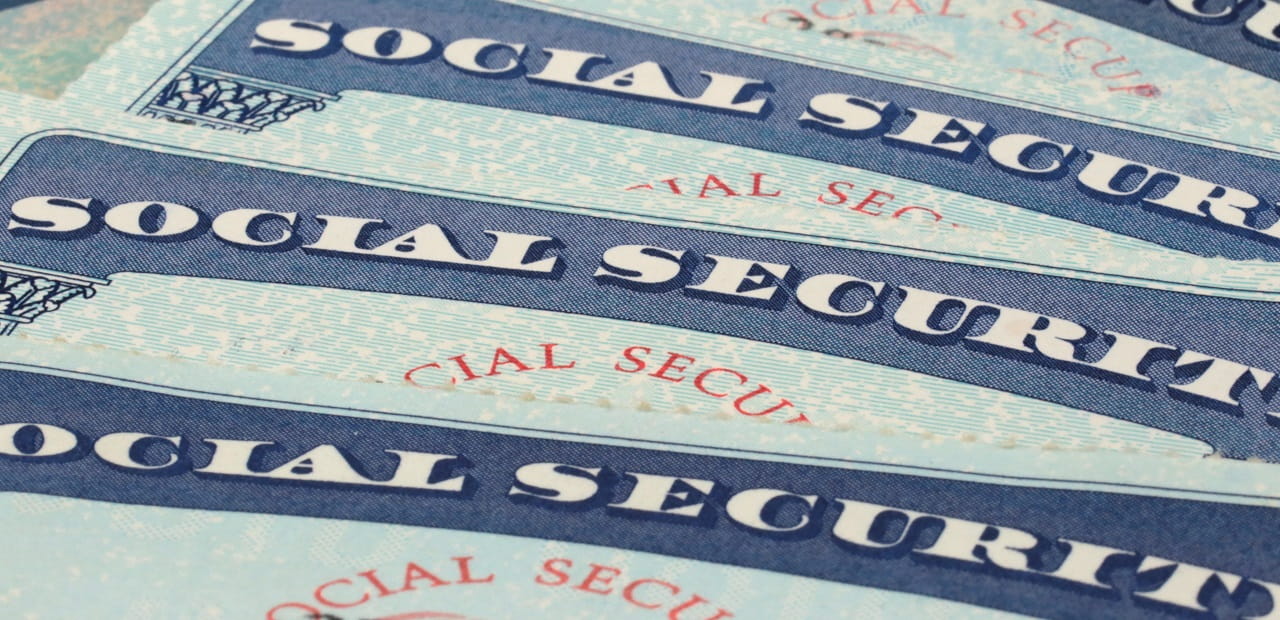 Close-up of a stack of Social Security cards