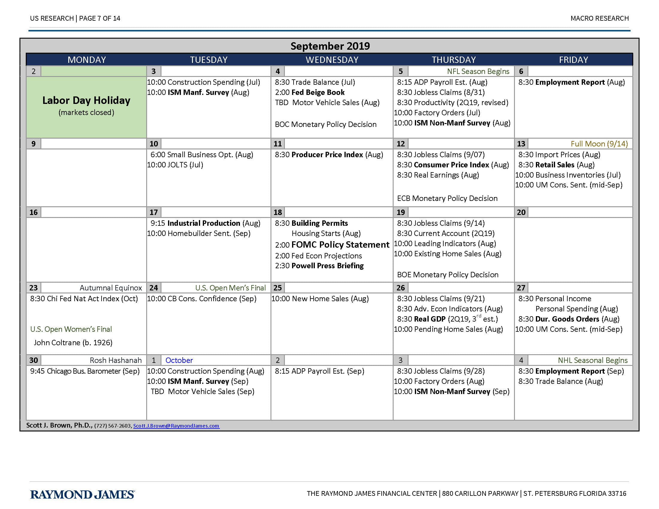 Economic Calendar September Maiga Almeria Economic Calendar September Maiga Almeria