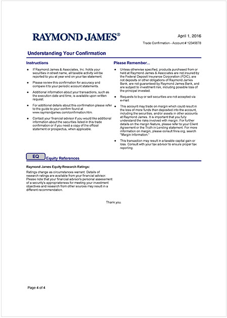 Option trade confirmation
