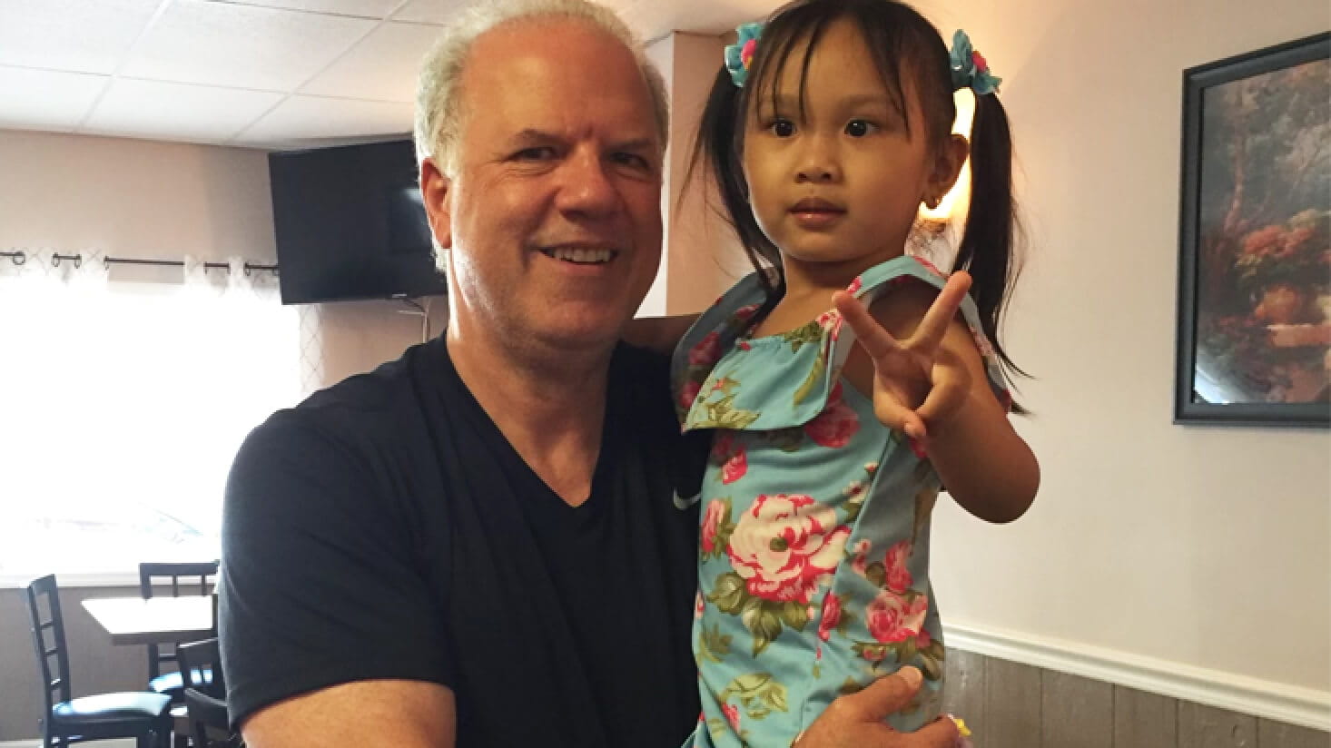 Marty with Gift of Life child Hanna (3 years old) from the Philippines prior to her heart surgery.